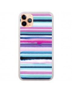 Coque iPhone 11 Pro Max Degrade Stripes Watercolor Pink -...