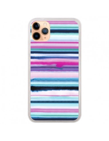 Coque iPhone 11 Pro Max Degrade Stripes Watercolor Pink - Ninola Design