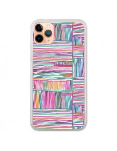 Coque iPhone 11 Pro Max Watercolor Linear Meditation Pink...