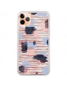 Coque iPhone 11 Pro Max Watercolor Stains Stripes Red -...