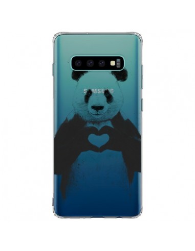 Coque Samsung S10 Plus Panda All You Need Is Love Transparente - Balazs Solti