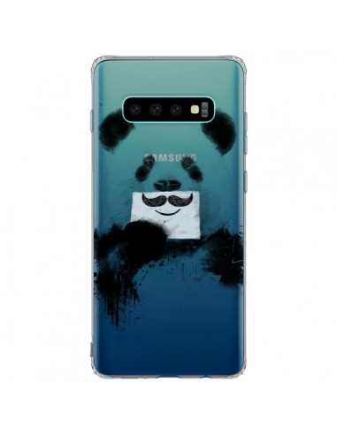 Coque Samsung S10 Plus Funny Panda Moustache Transparente - Balazs Solti