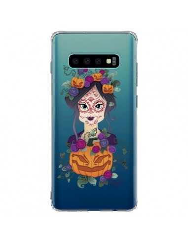 Coque Samsung S10 Plus Femme Closed Eyes Santa Muerte Transparente - Chapo