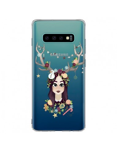 Coque Samsung S10 Plus Christmas Girl Femme Noel Bois Cerf Transparente - Chapo