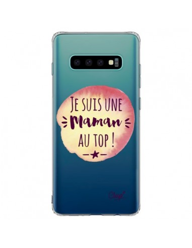 Coque Samsung S10 Plus Je suis une Maman au Top Orange Transparente - Chapo