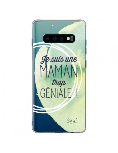 Coque Samsung S10 Plus Je suis une Maman trop Géniale Vert Transparente - Chapo