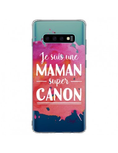 Coque Samsung S10 Plus Je suis une Maman super Canon Rose Transparente - Chapo