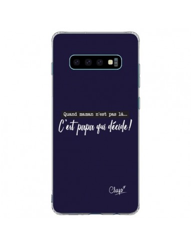 Coque Samsung S10 Plus C'est Papa qui Décide Bleu Marine - Chapo