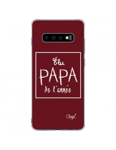 Coque Samsung S10 Plus Elu Papa de l'Année Rouge Bordeaux - Chapo
