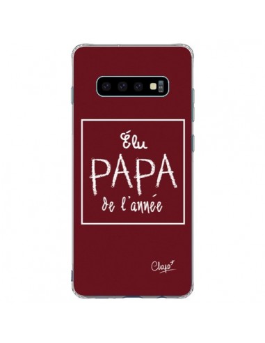 Coque Samsung S10 Plus Elu Papa de l'Année Rouge Bordeaux - Chapo