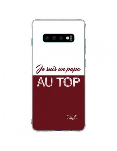 Coque Samsung S10 Plus Je suis un Papa au Top Rouge Bordeaux - Chapo