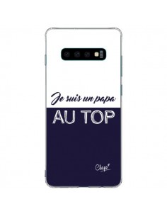 Coque Samsung S10 Plus Je suis un Papa au Top Bleu Marine...