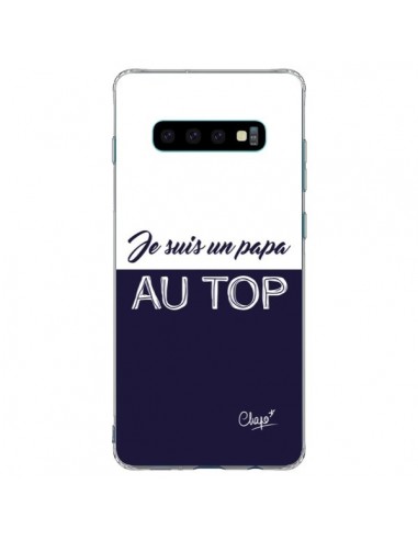 Coque Samsung S10 Plus Je suis un Papa au Top Bleu Marine - Chapo