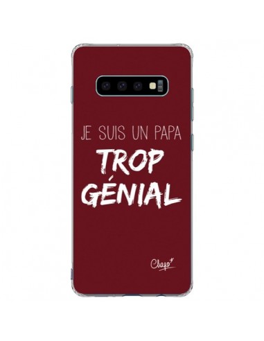 Coque Samsung S10 Plus Je suis un Papa trop Génial Rouge Bordeaux - Chapo