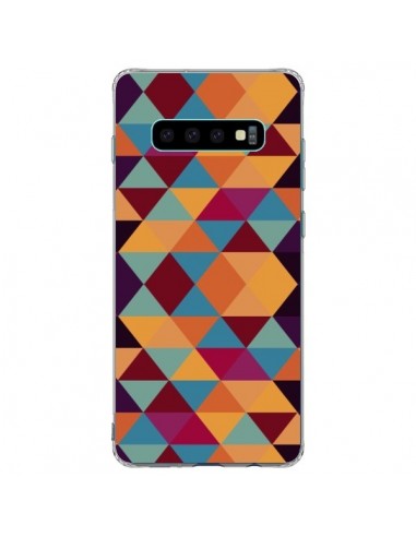 Coque Samsung S10 Plus Azteque Triangle Orange - Eleaxart