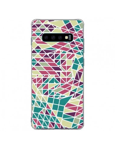 Coque Samsung S10 Plus Azteque Triangles Vert Violet - Eleaxart