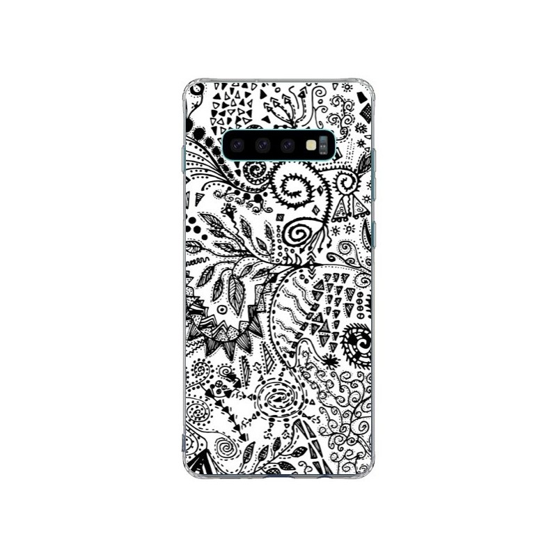 Coque Samsung S10 Plus Azteque Blanc et Noir - Eleaxart