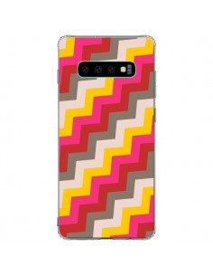 Coque Samsung S10 Plus Lignes Triangle Azteque Rose Rouge...