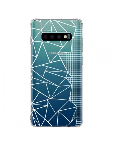 Coque Samsung S10 Plus Lignes Grilles Side Grid Abstract Blanc Transparente - Project M