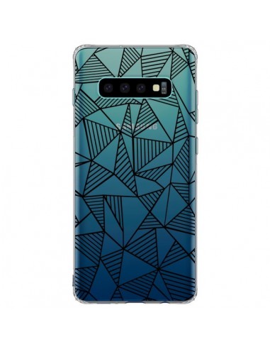 Coque Samsung S10 Plus Lignes Grilles Triangles Grid Abstract Noir Transparente - Project M