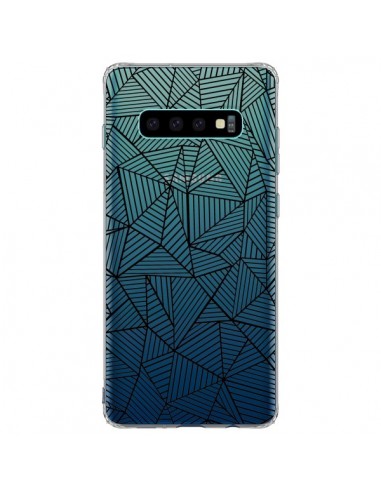 Coque Samsung S10 Plus Lignes Grilles Triangles Full Grid Abstract Noir Transparente - Project M