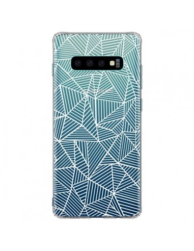 Coque Samsung S10 Plus Lignes Grilles Triangles Full Grid Abstract Blanc Transparente - Project M