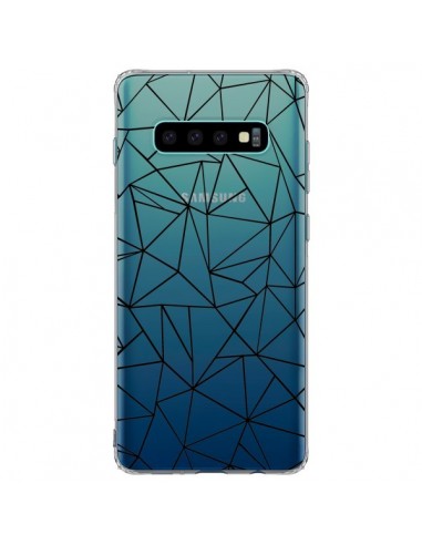 Coque Samsung S10 Plus Lignes Triangles Grid Abstract Noir Transparente - Project M