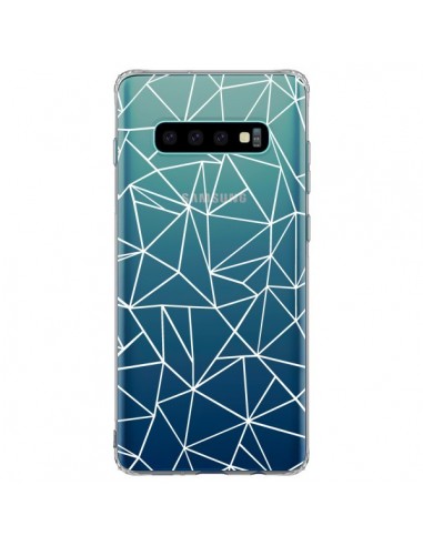 Coque Samsung S10 Plus Lignes Triangles Grid Abstract Blanc Transparente - Project M