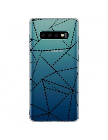 Coque Samsung S10 Plus Lignes Points Abstract Noir Transparente - Project M