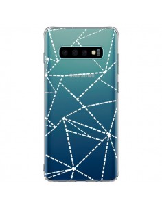 Coque Samsung S10 Plus Lignes Points Abstract Blanc...