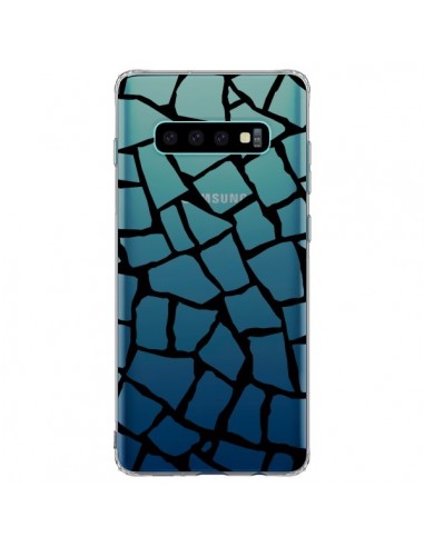 Coque Samsung S10 Plus Girafe Mosaïque Noir Transparente - Project M