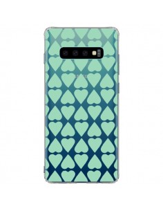 Coque Samsung S10 Plus Coeurs Heart Mint Bleu Vert...