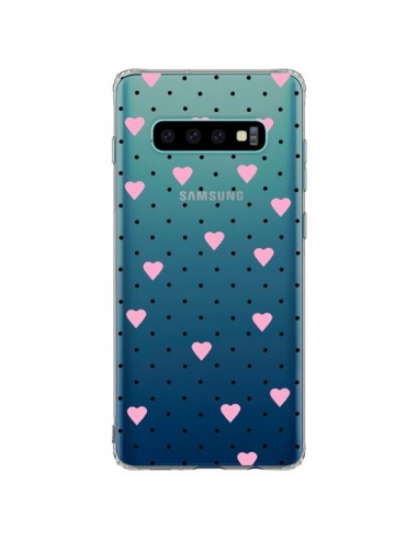 Coque Samsung S10 Plus Point Coeur Rose Pin Point Heart Transparente - Project M