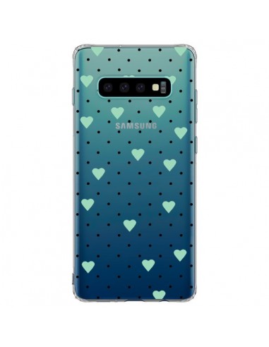 Coque Samsung S10 Plus Point Coeur Mint Bleu Vert Pin Point Heart Transparente - Project M