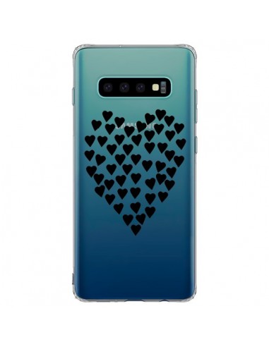 Coque Samsung S10 Plus Coeurs Heart Love Noir Transparente - Project M