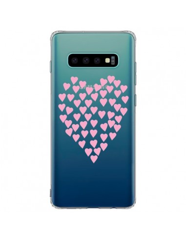 Coque Samsung S10 Plus Coeurs Heart Love Rose Pink Transparente - Project M