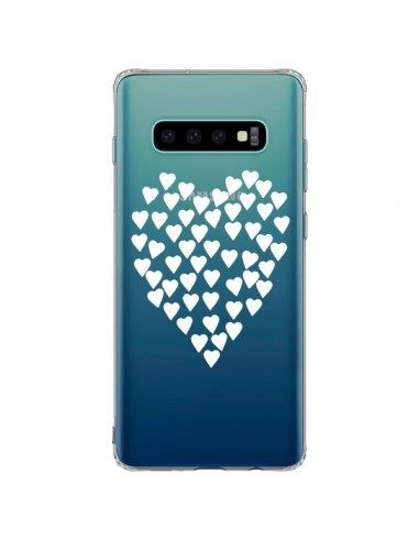 Coque Samsung S10 Plus Coeurs Heart Love Blanc Transparente - Project M
