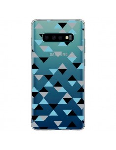 Coque Samsung S10 Plus Triangles Ice Blue Bleu Noir...