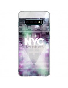 Coque Samsung S10 Plus I Love New York City Violet Vert -...