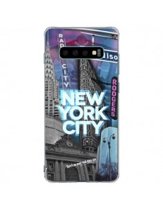Coque Samsung S10 Plus New York City Buildings Bleu -...