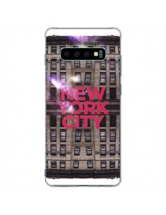 Coque Samsung S10 Plus New York City Buildings Rouge -...