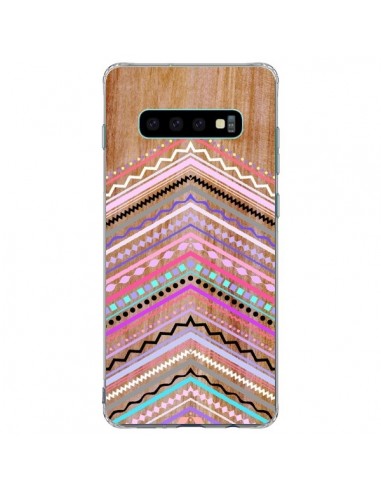 Coque Samsung S10 Plus Purple Chevron Wild Wood Bois Azteque Aztec Tribal - Jenny Mhairi