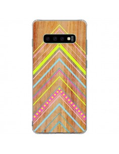 Coque Samsung S10 Plus Wooden Chevron Pink Bois Azteque...