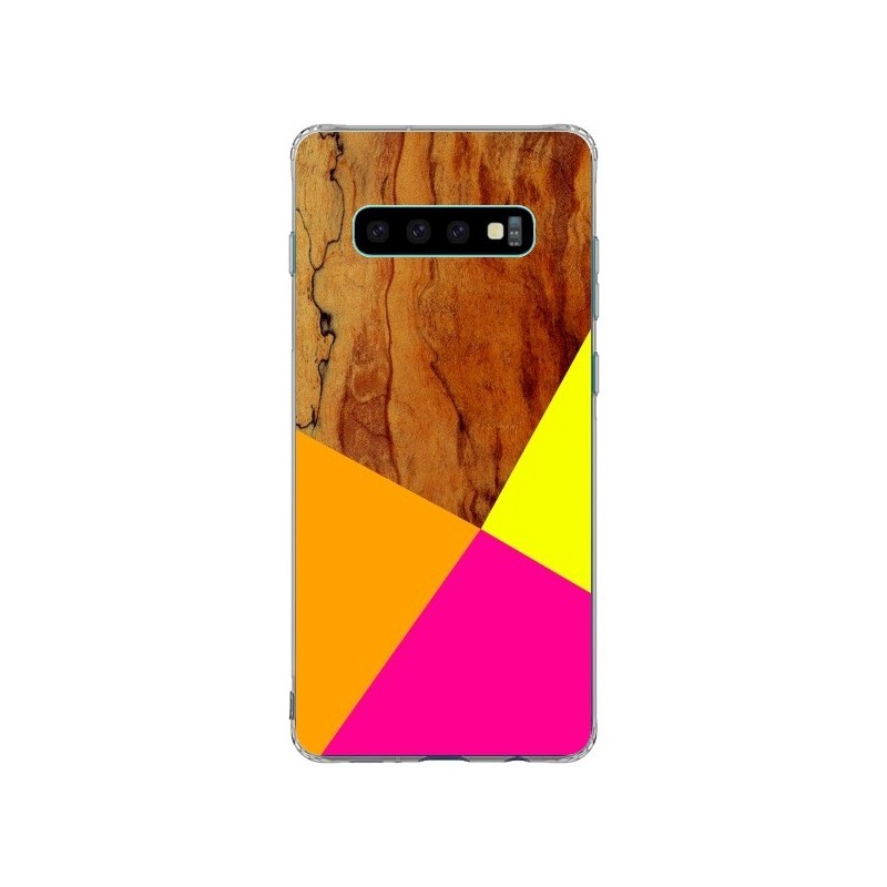 Coque Samsung S10 Plus Wooden Colour Block Bois Azteque Aztec Tribal - Jenny Mhairi