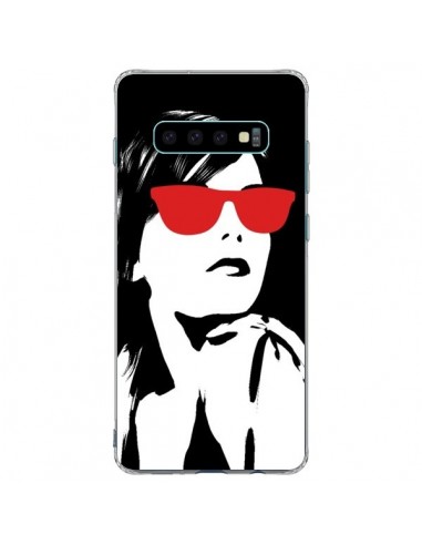 Coque Samsung S10 Plus Fille Lunettes Rouges - Jonathan Perez