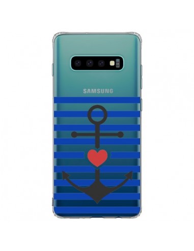 Coque Samsung S10 Plus Mariniere Ancre Marin Coeur Transparente - Jonathan Perez
