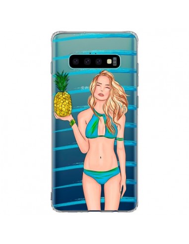 Coque Samsung S10 Plus Malibu Ananas Plage Ete Bleu Transparente - kateillustrate