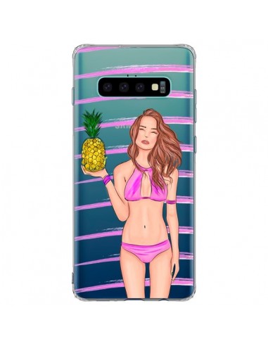 Coque Samsung S10 Plus Malibu Ananas Plage Ete Rose Transparente - kateillustrate