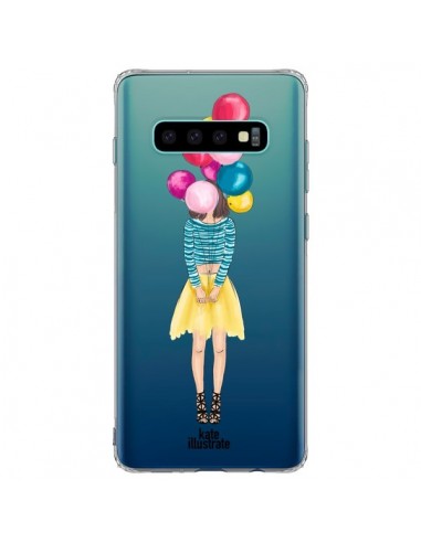 Coque Samsung S10 Plus Girls Balloons Ballons Fille Transparente - kateillustrate