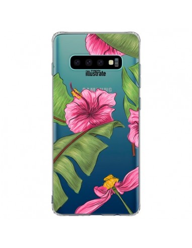 Coque Samsung S10 Plus Tropical Leaves Fleurs Feuilles Transparente - kateillustrate